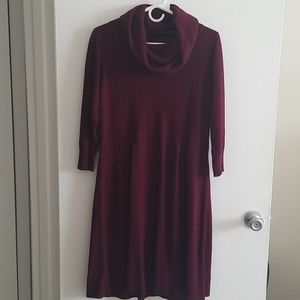 Burgundy cowl neck sweater dress